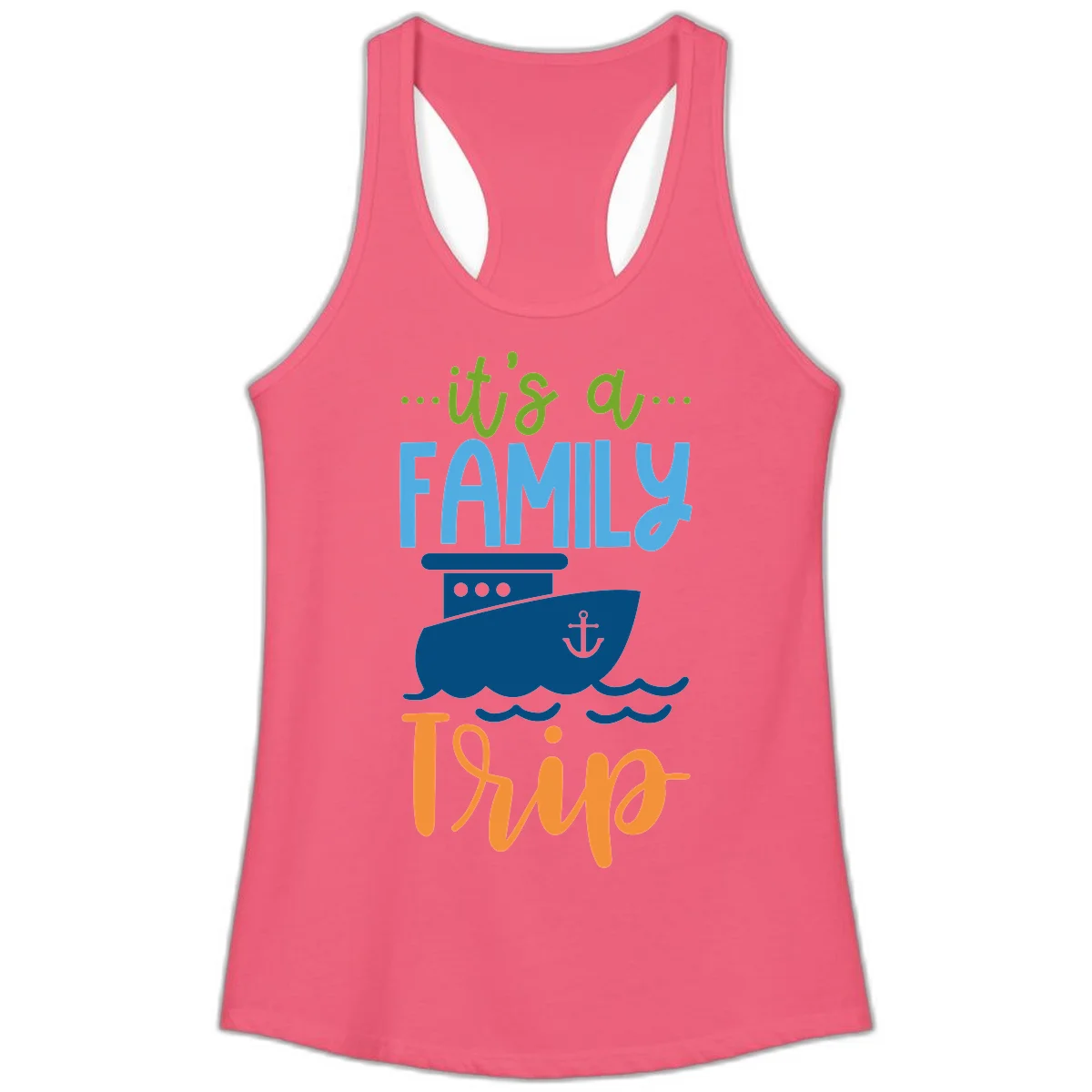 It's A Family Thing Cruise Ladies Tank in Hot Pink