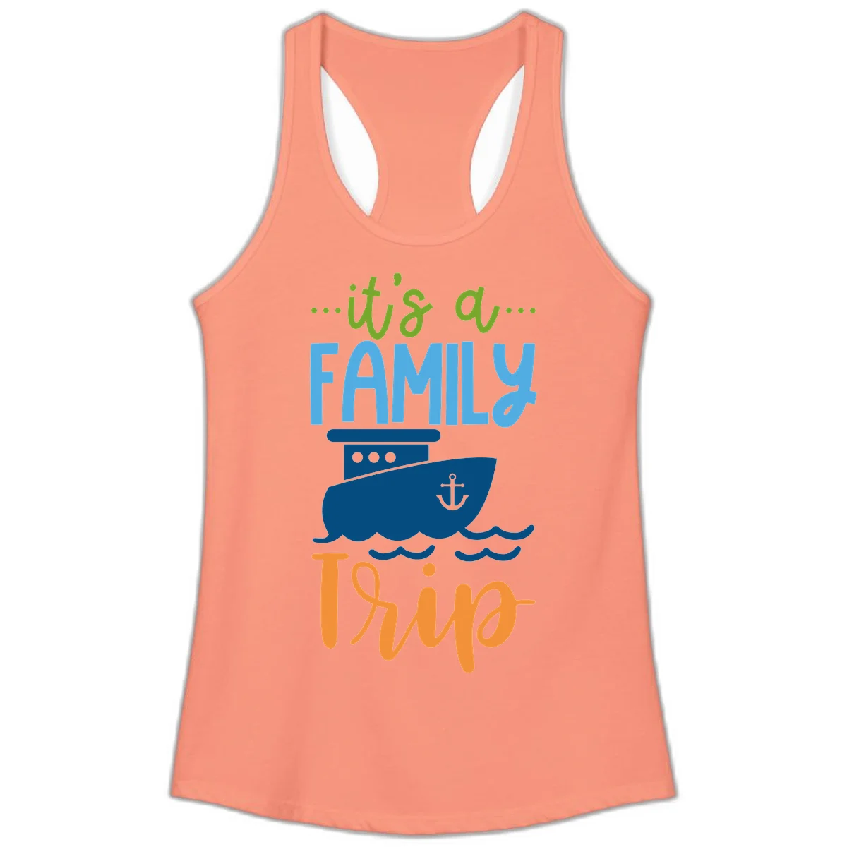 It's A Family Thing Cruise Ladies Tank in Solid Light Orange