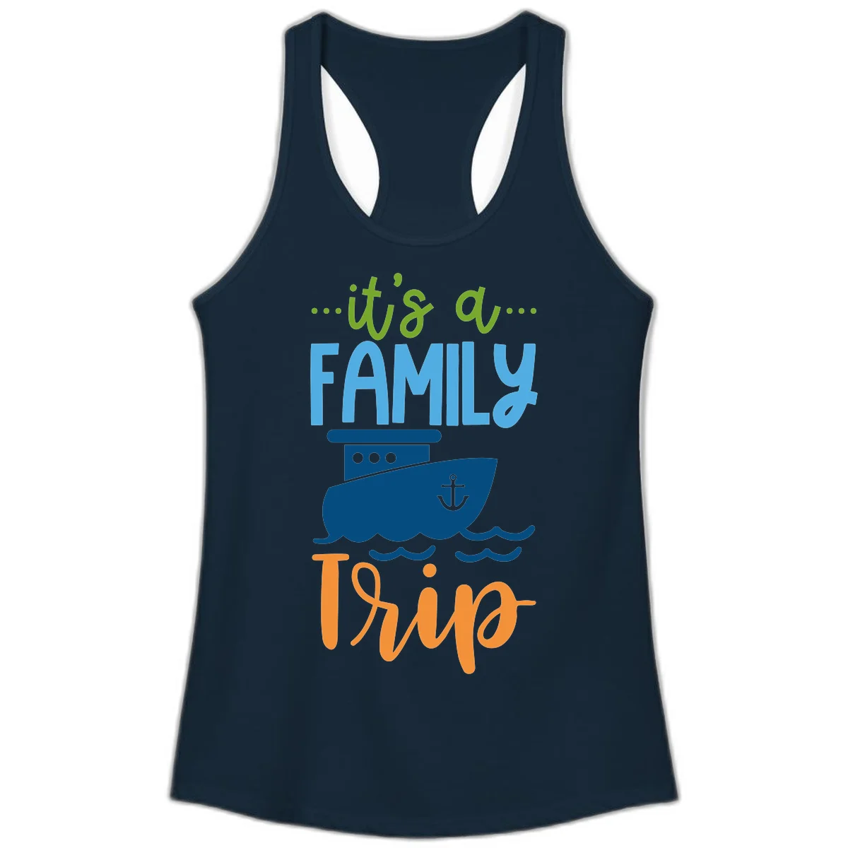 It's A Family Thing Cruise Ladies Tank in Solid Midnight Navy