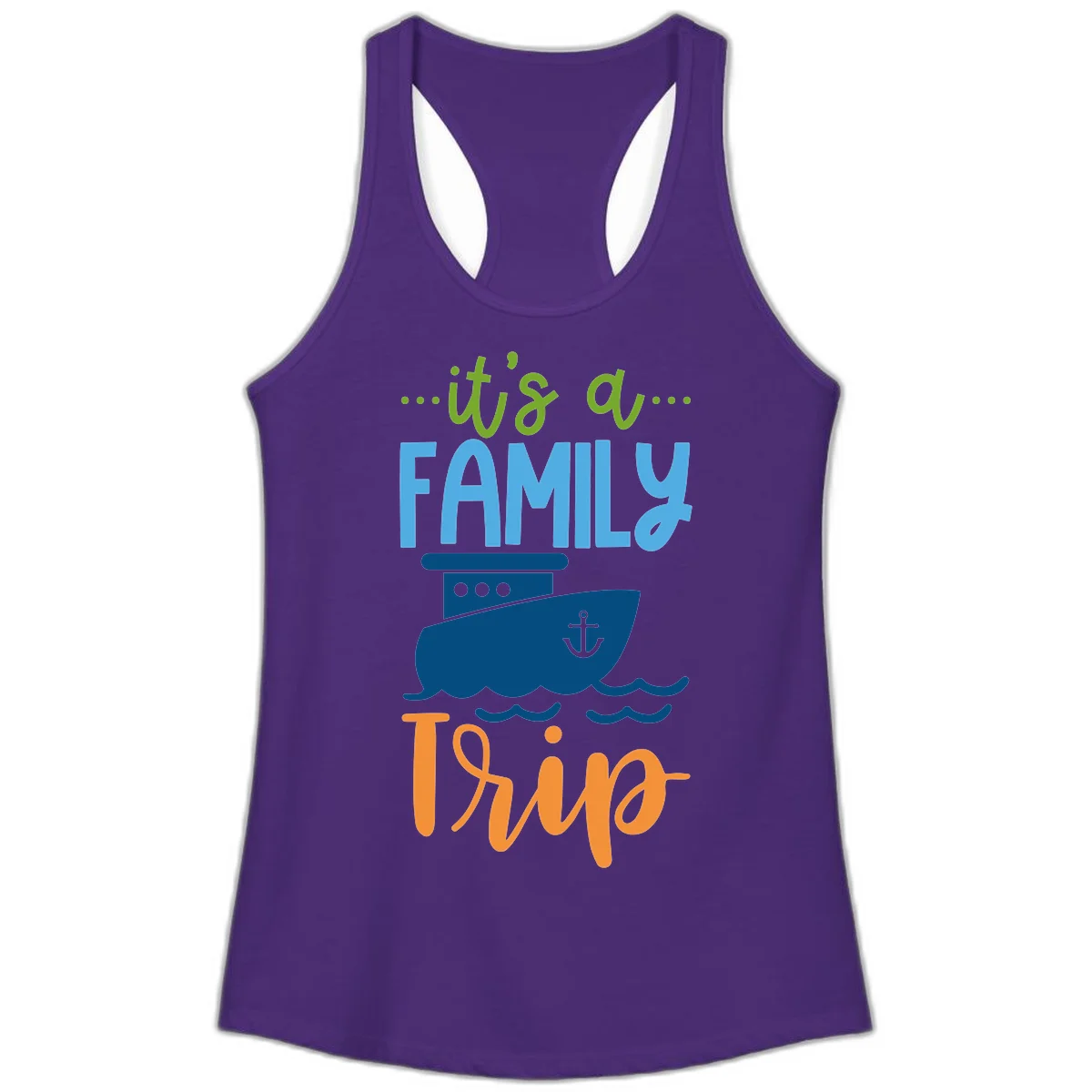 It's A Family Thing Cruise Ladies Tank in Solid Purple Rush
