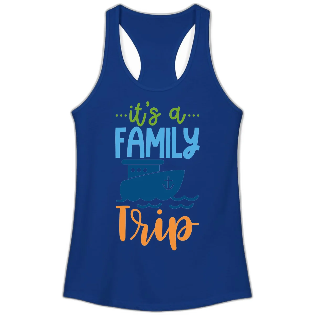 It's A Family Thing Cruise Ladies Tank in Solid Royal