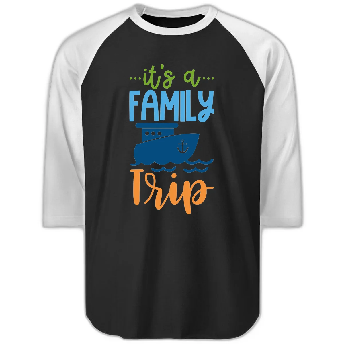 It's A Family Thing Cruise Raglan 3/4 in Black White
