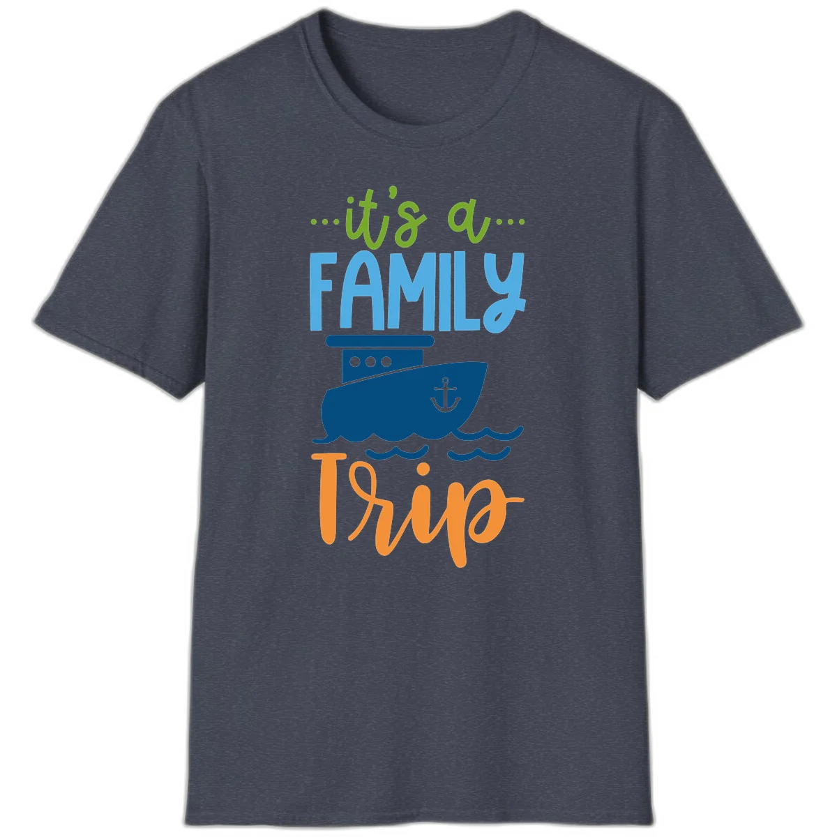 It's A Family Thing Cruise T-Shirt in Heather Navy