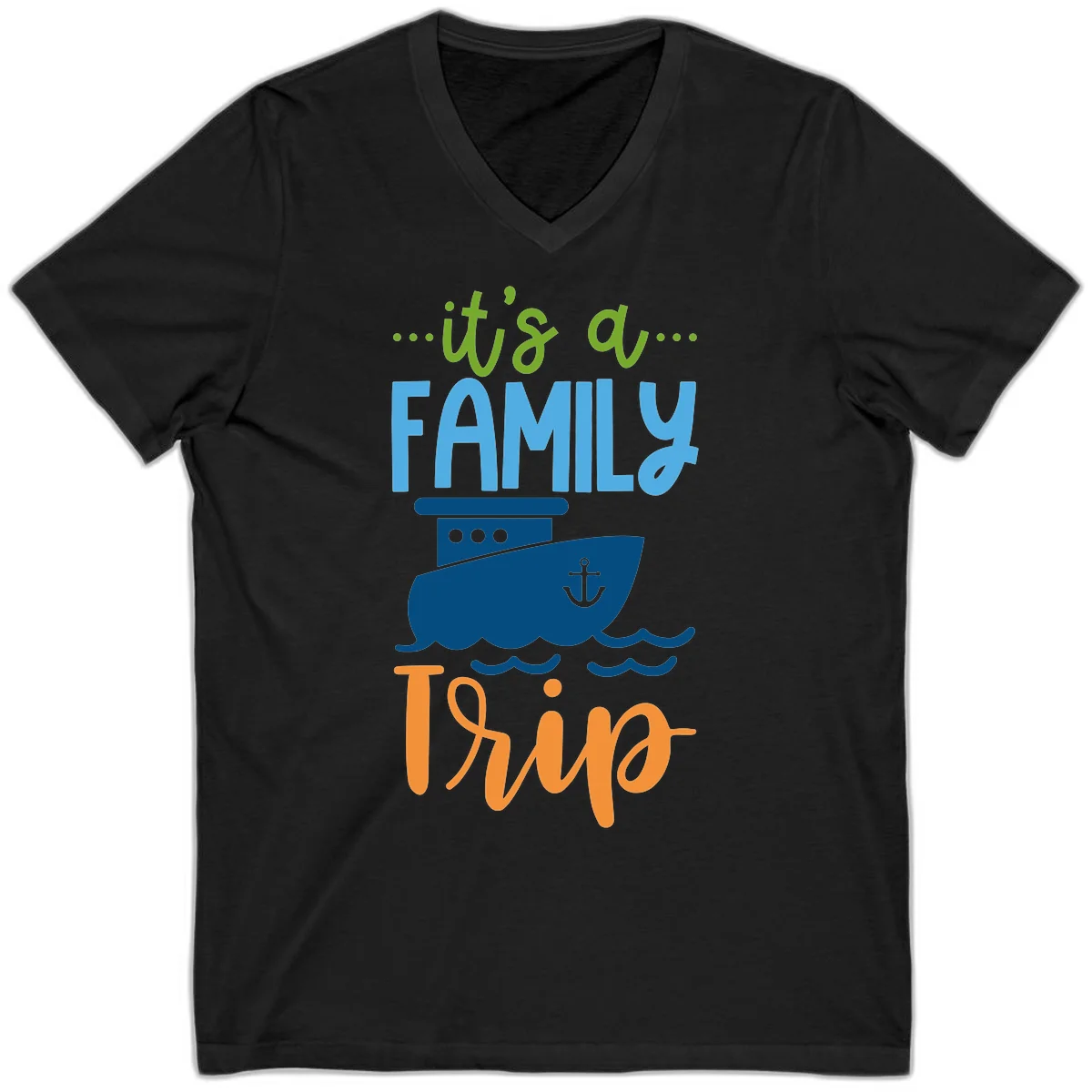 It's A Family Thing Cruise V-Neck in Black