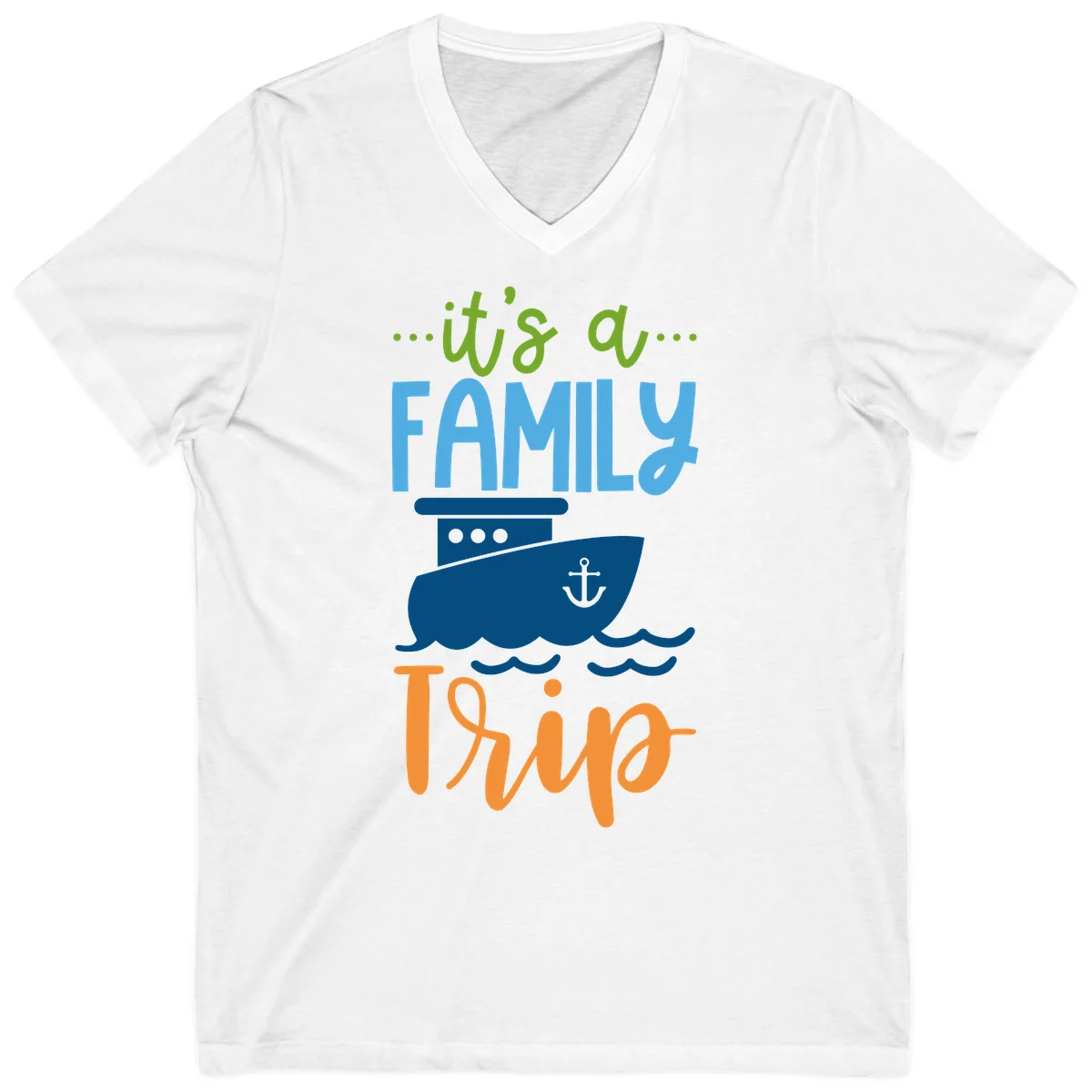 It's A Family Thing Cruise V-Neck in White