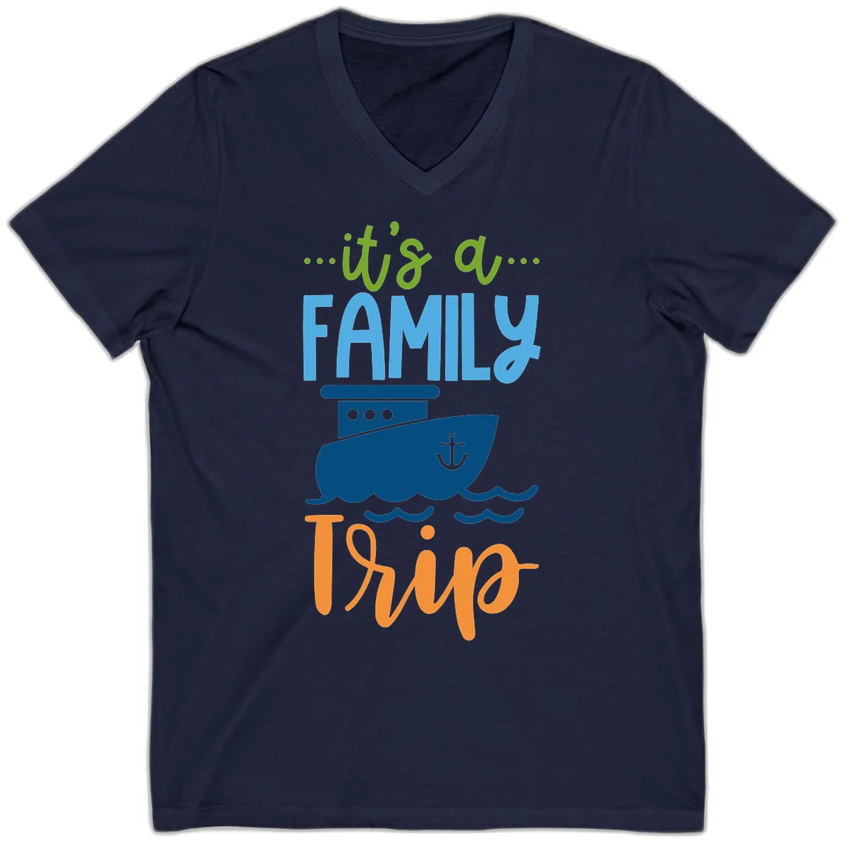 It's A Family Thing Cruise V-Neck in Navy