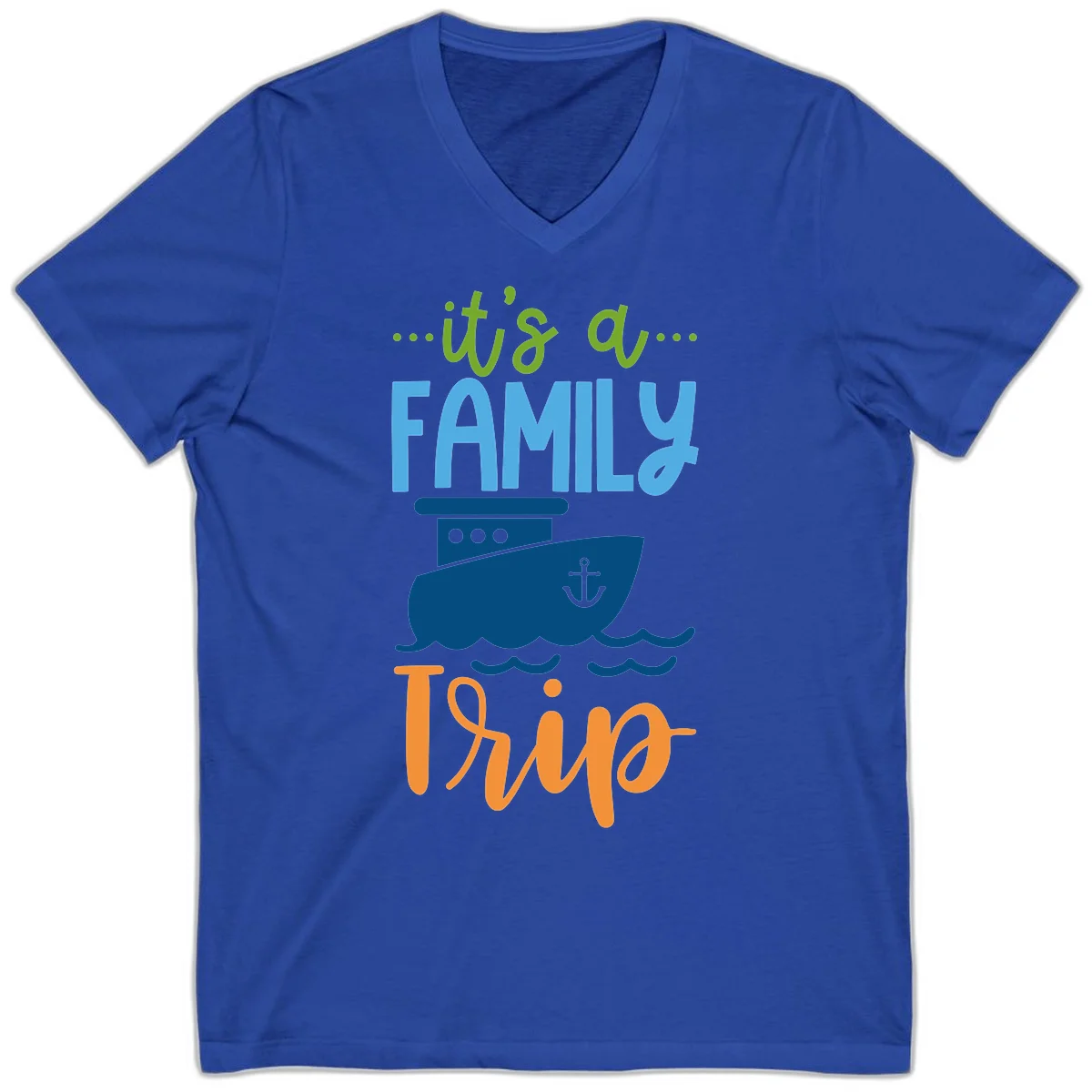 It's A Family Thing Cruise V-Neck in True Royal