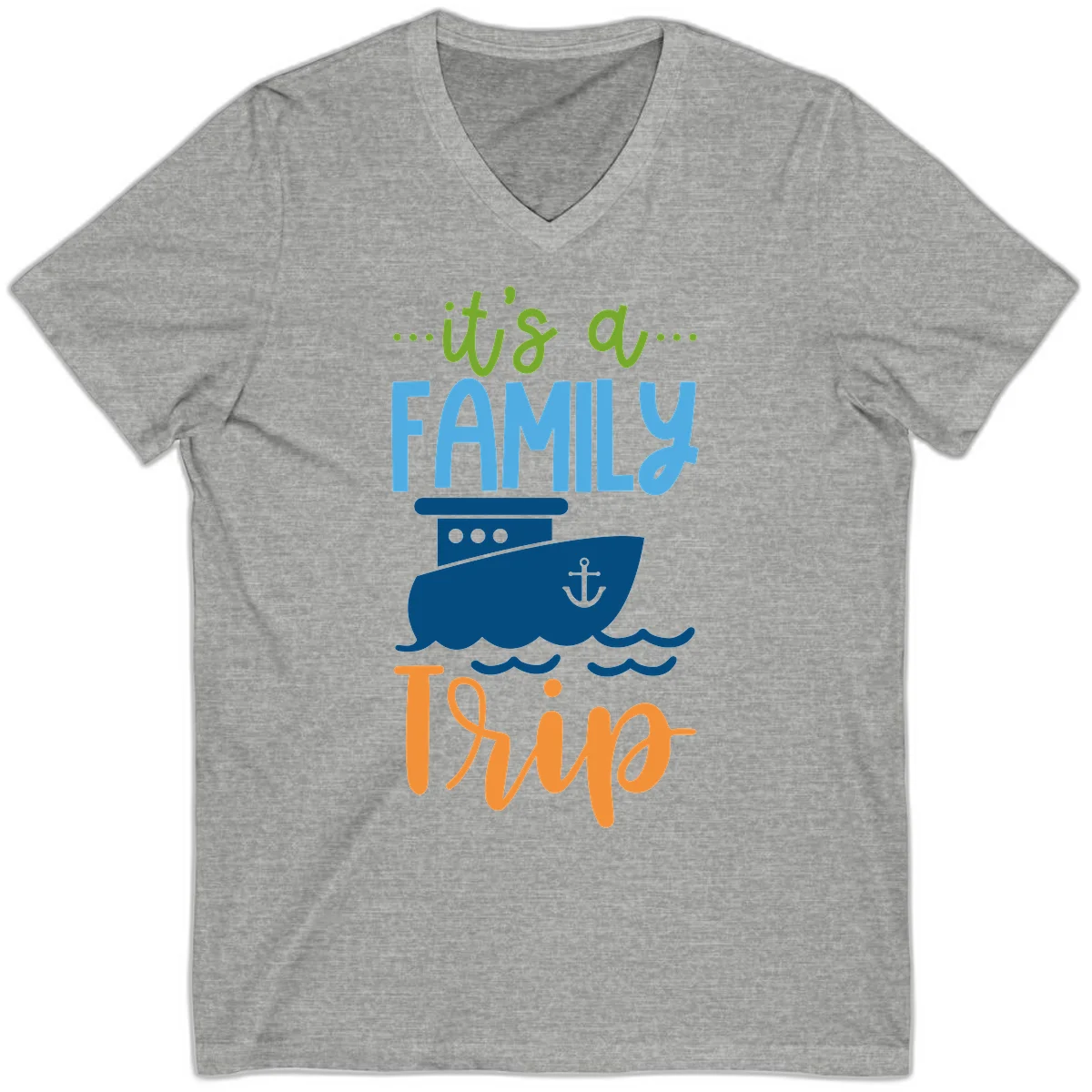 It's A Family Thing Cruise V-Neck in Athletic Heather