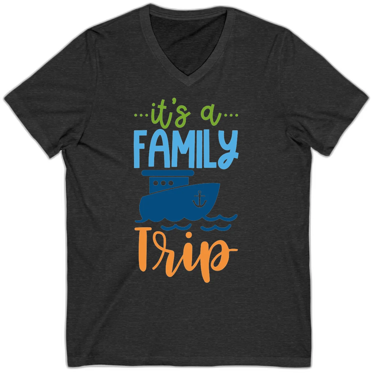 It's A Family Thing Cruise V-Neck in Dark Grey Heather