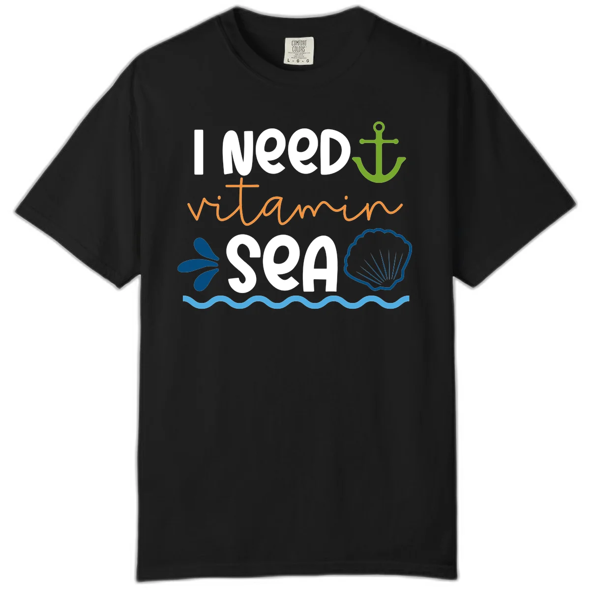 I Need Vitamin Sea Comfort Color Tee in Black