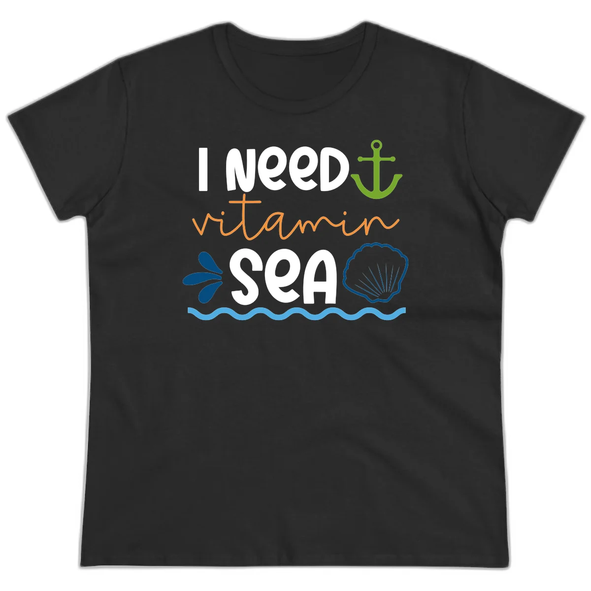 I Need Vitamin Sea Ladies Tee in Black