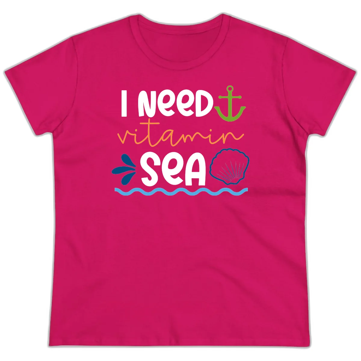 I Need Vitamin Sea Ladies Tee in Heliconia