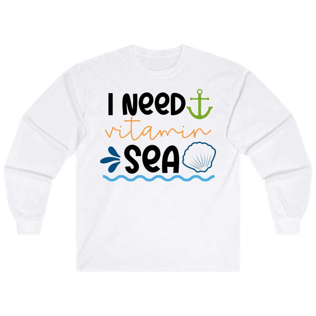 I Need Vitamin Sea Long Sleeve Tee in White