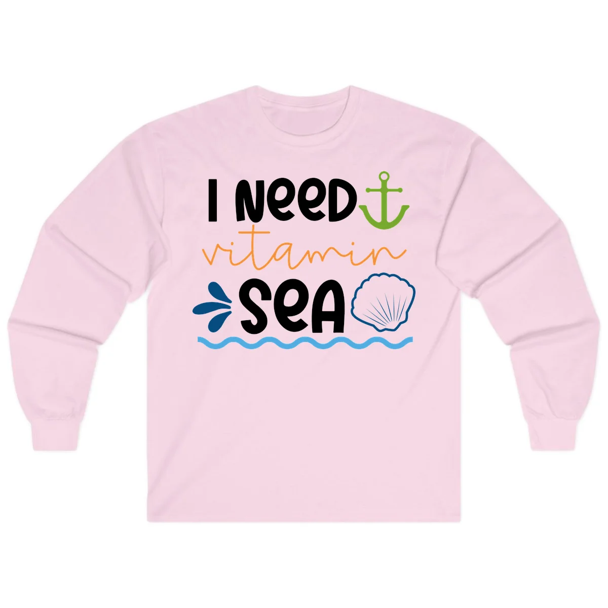 I Need Vitamin Sea Long Sleeve Tee in Light Pink