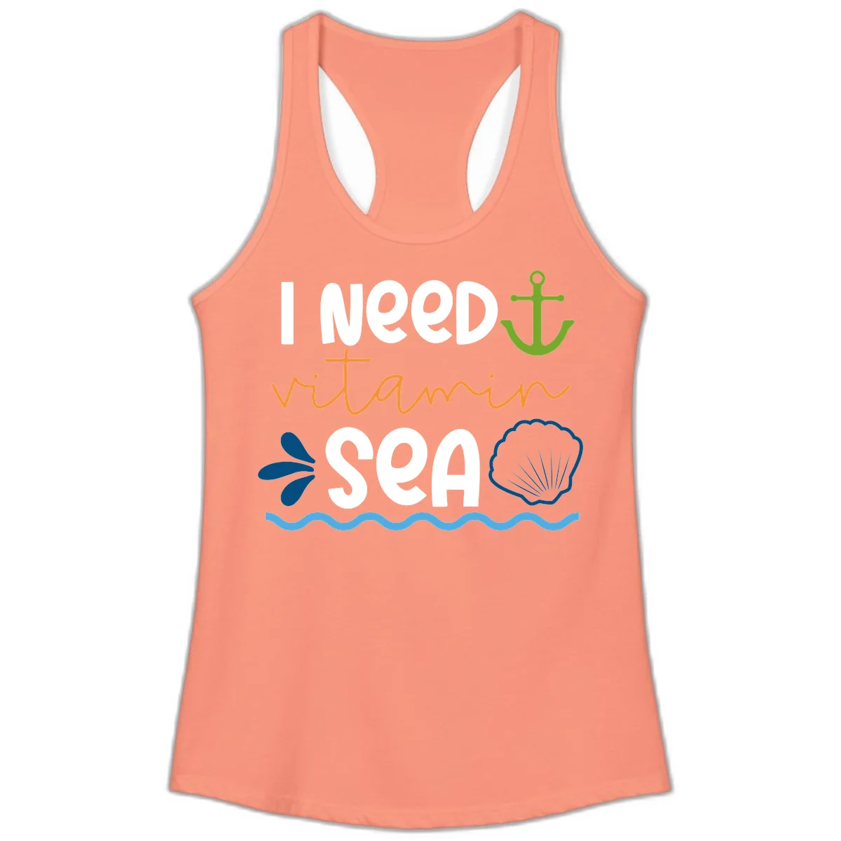 I Need Vitamin Sea Ladies Tank in Solid Light Orange