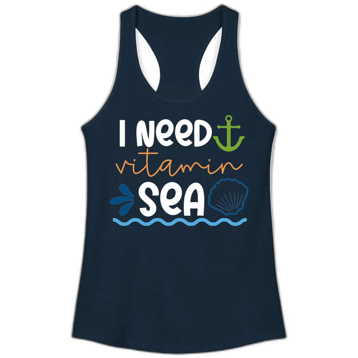 I Need Vitamin Sea Ladies Tank in Solid Midnight Navy