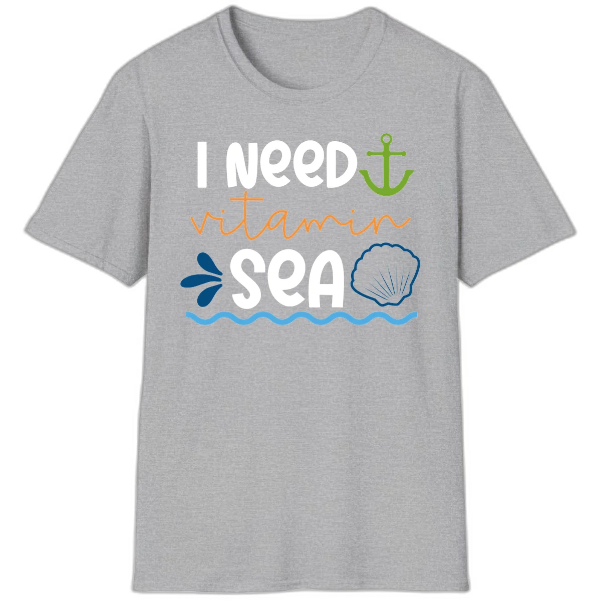 I Need Vitamin Sea T-Shirt in Sport Grey