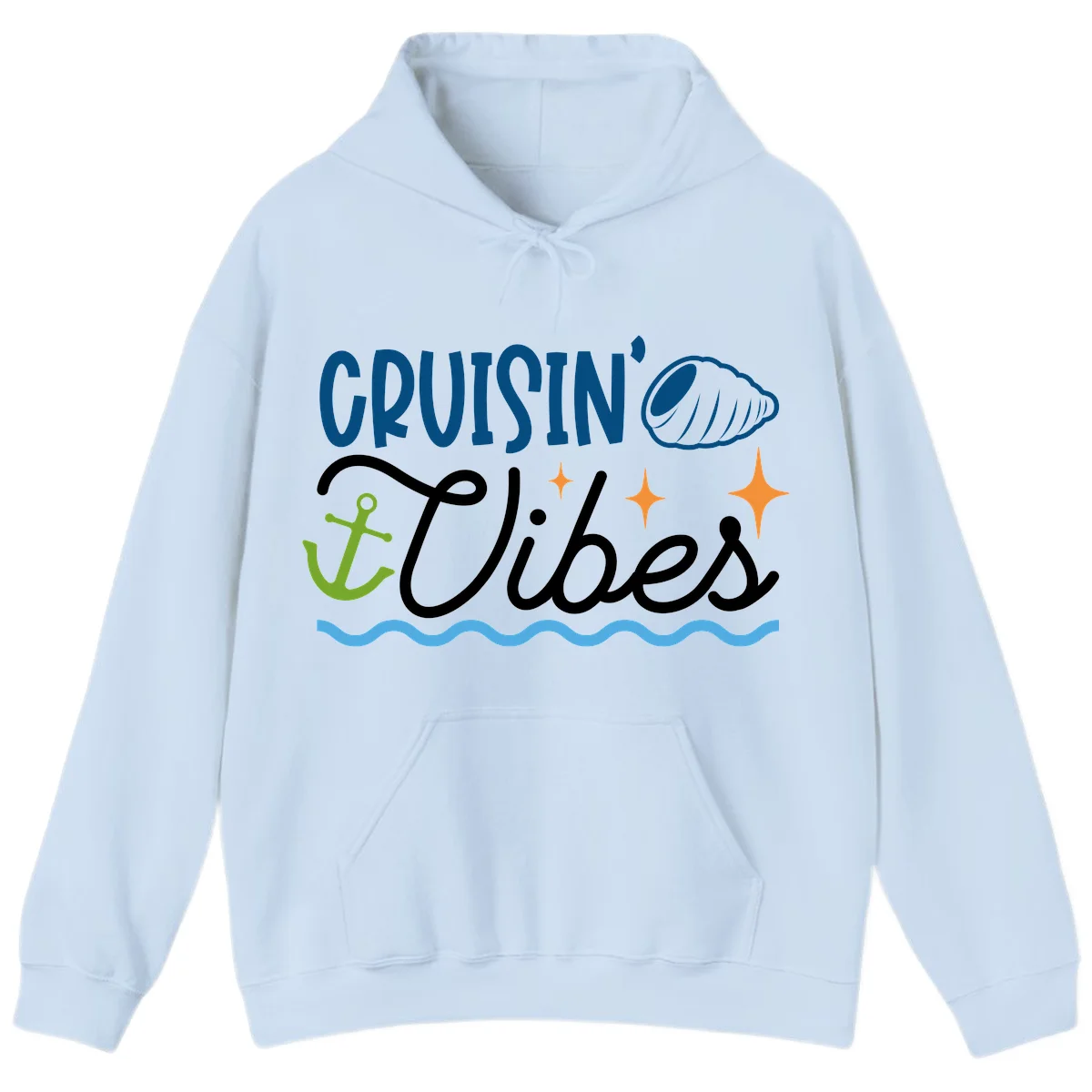 Cruisin' Vibes Hoodie in Light Blue