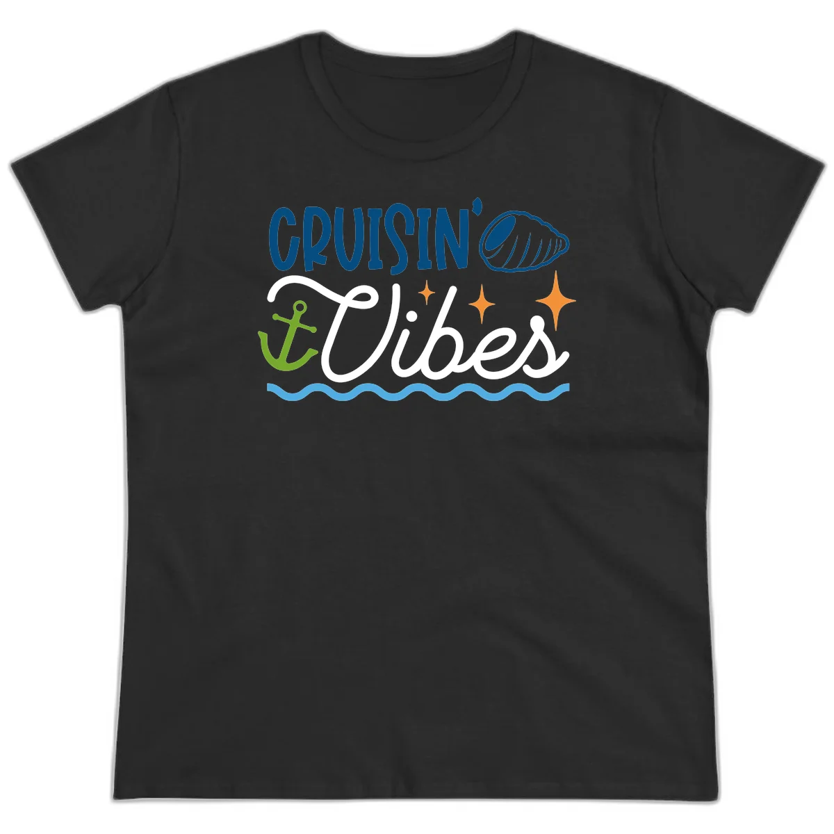 Cruisin' Vibes Ladies Tee in Black