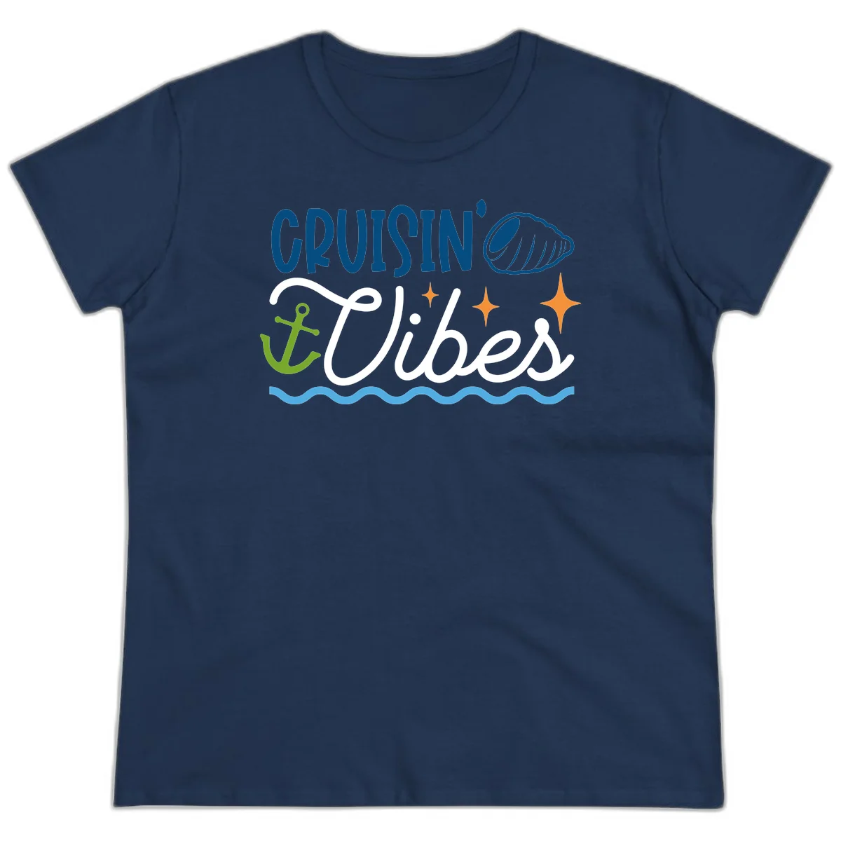 Cruisin' Vibes Ladies Tee in Navy