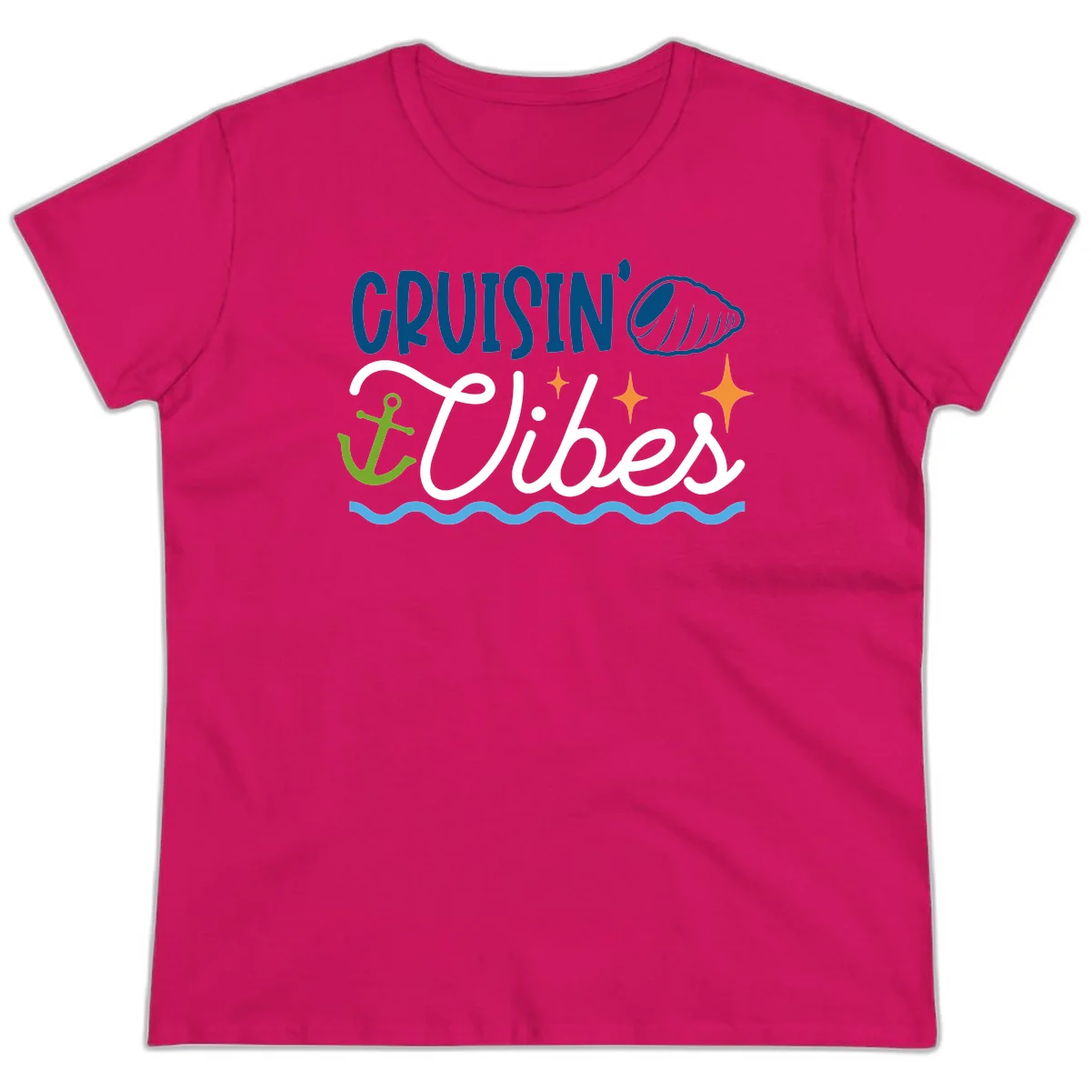 Cruisin' Vibes Ladies Tee in Heliconia