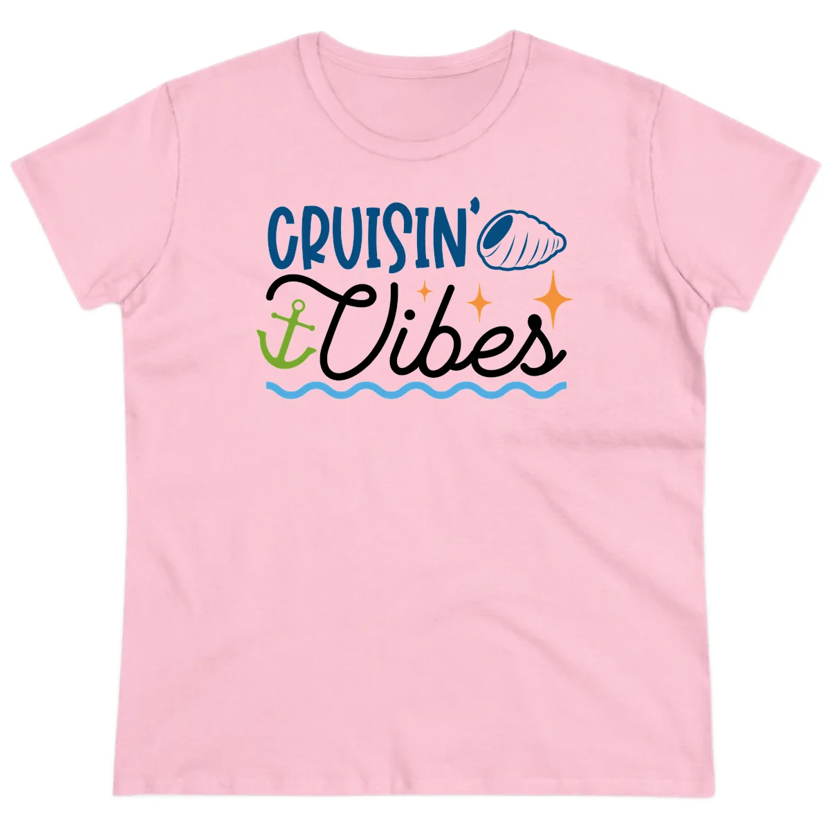 Cruisin' Vibes Ladies Tee in Light Pink