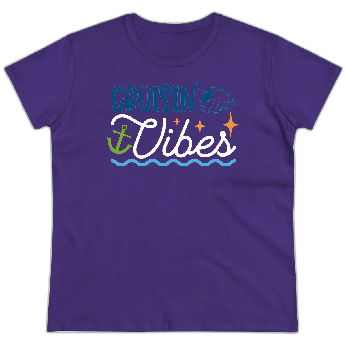 Cruisin' Vibes Ladies Tee in Purple