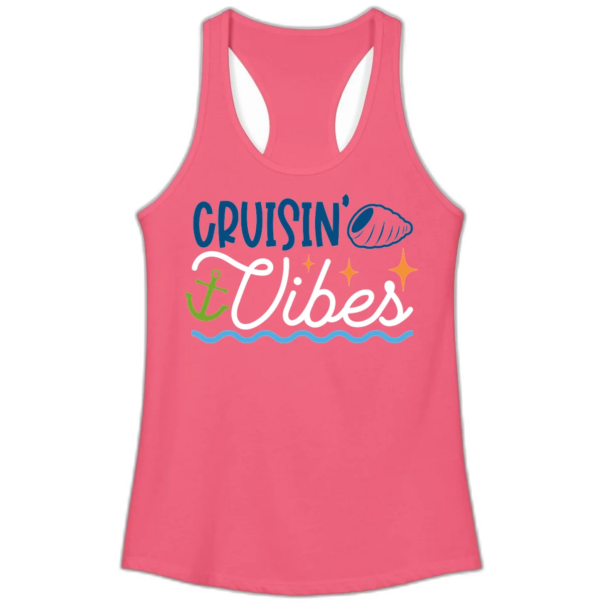 Cruisin' Vibes Ladies Tank in Hot Pink