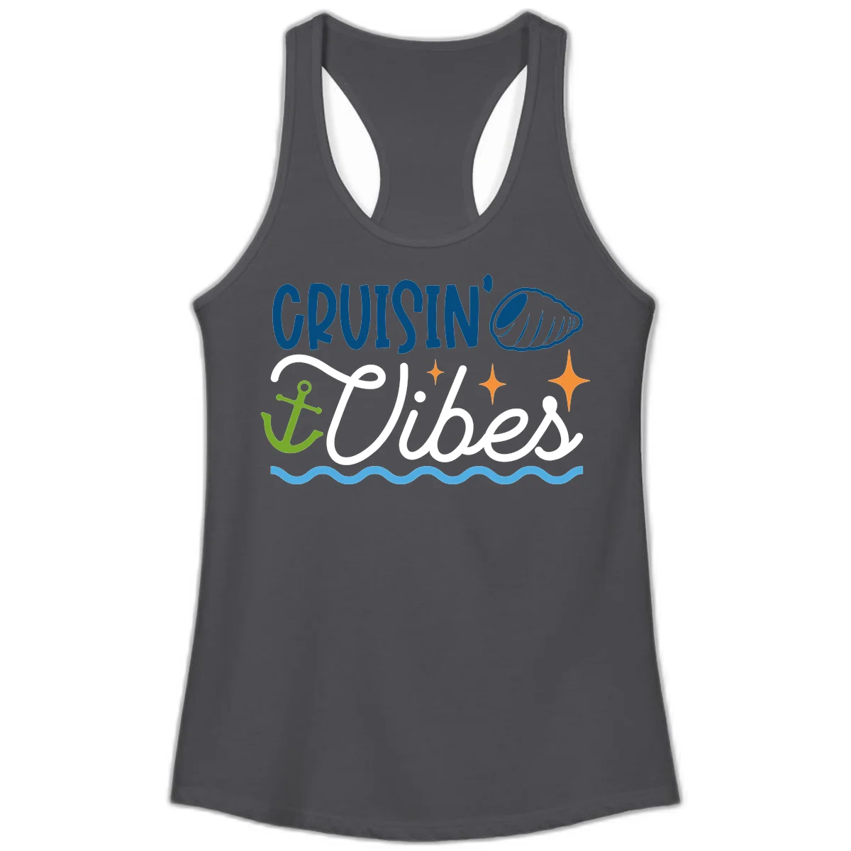 Cruisin' Vibes Ladies Tank in Solid Dark Gray