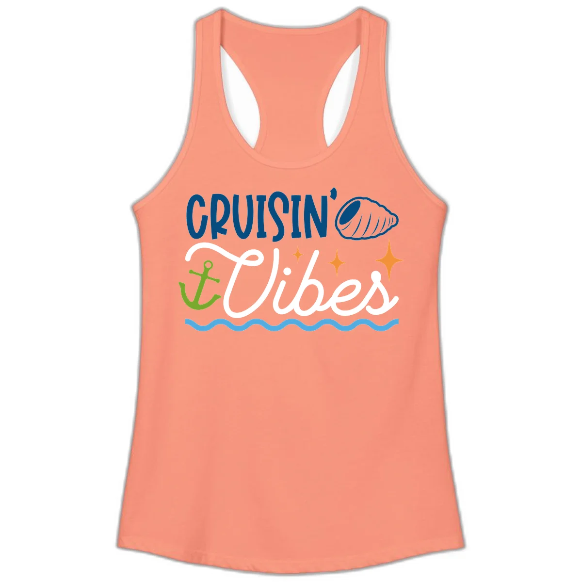 Cruisin' Vibes Ladies Tank in Solid Light Orange