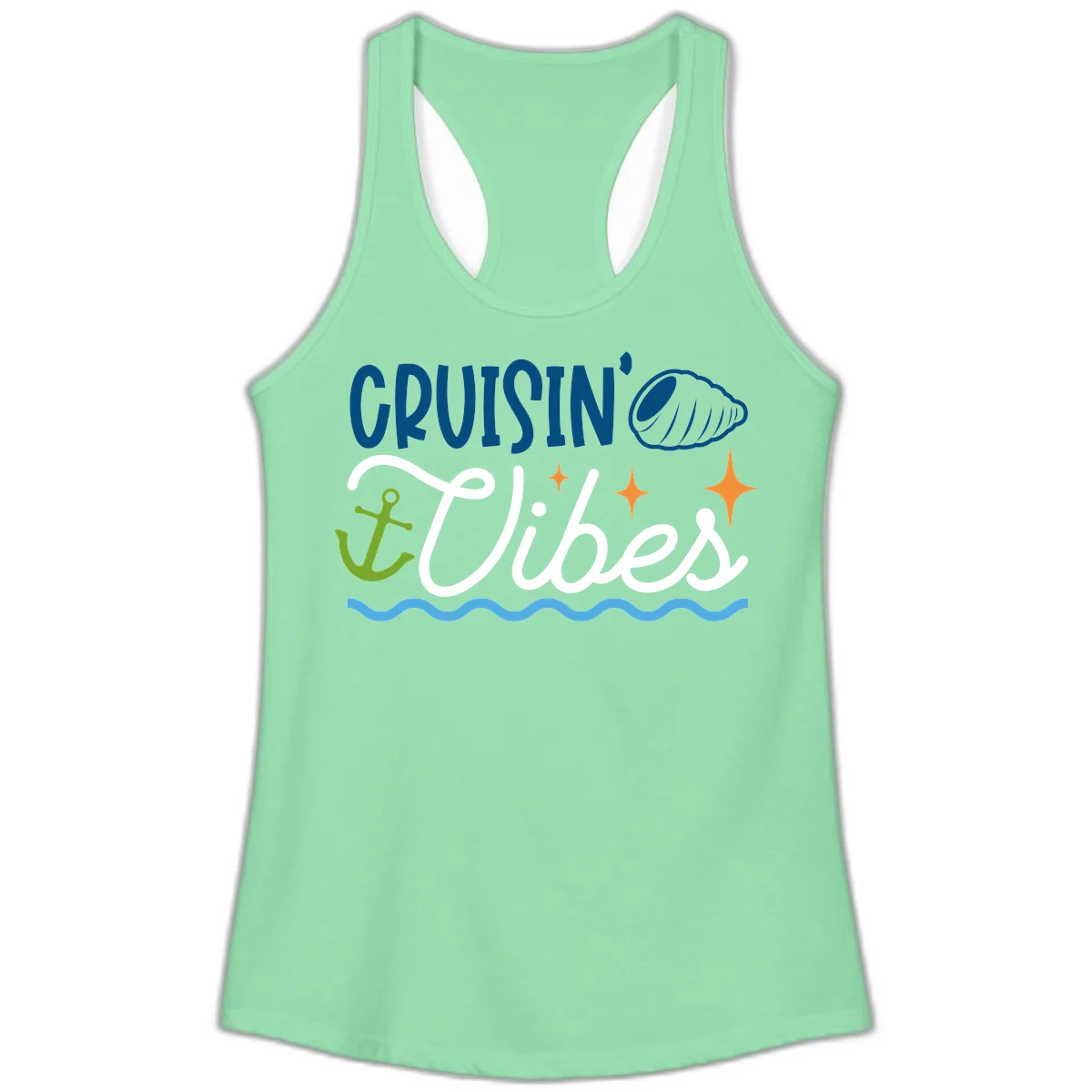 Cruisin' Vibes Ladies Tank in Solid Mint