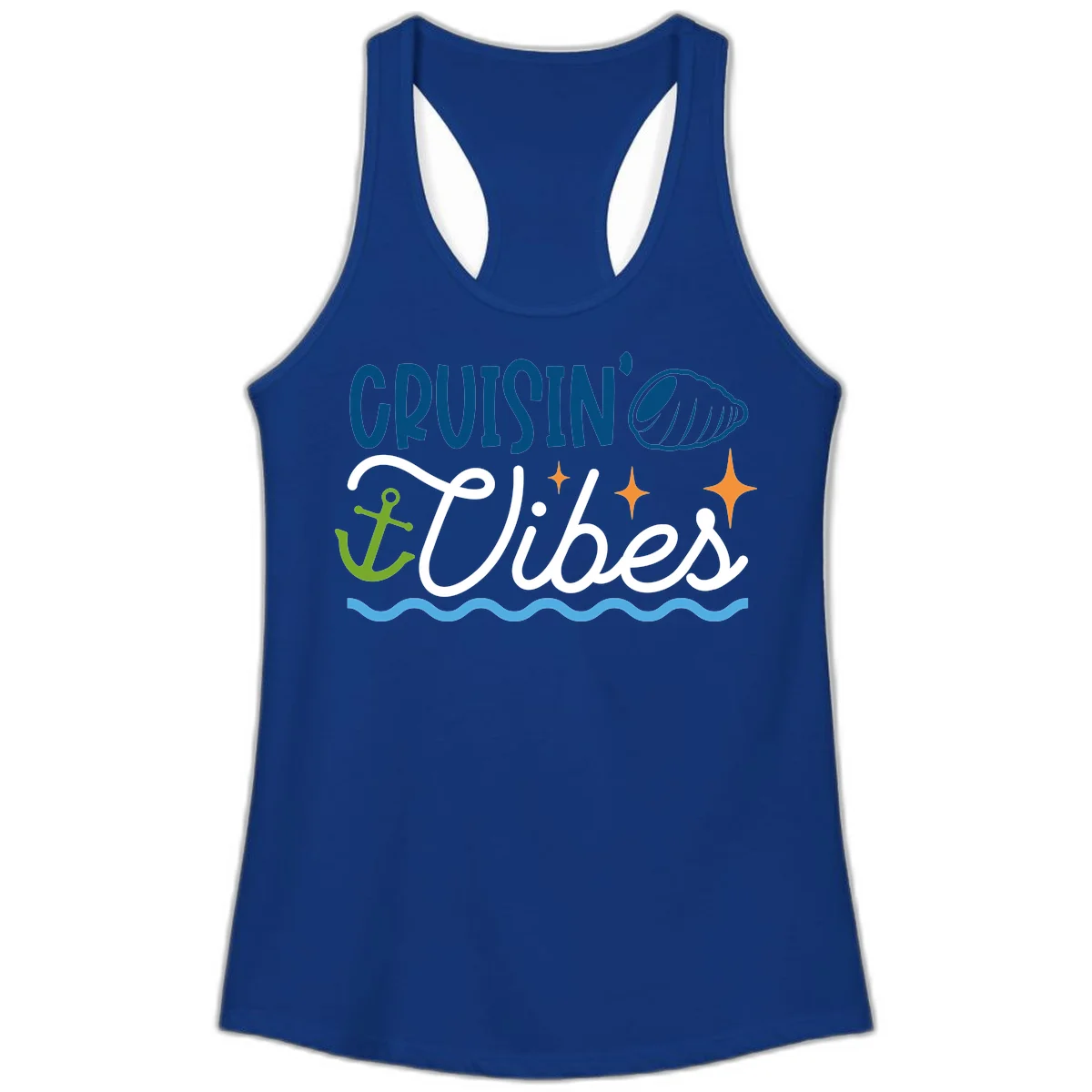 Cruisin' Vibes Ladies Tank in Solid Royal