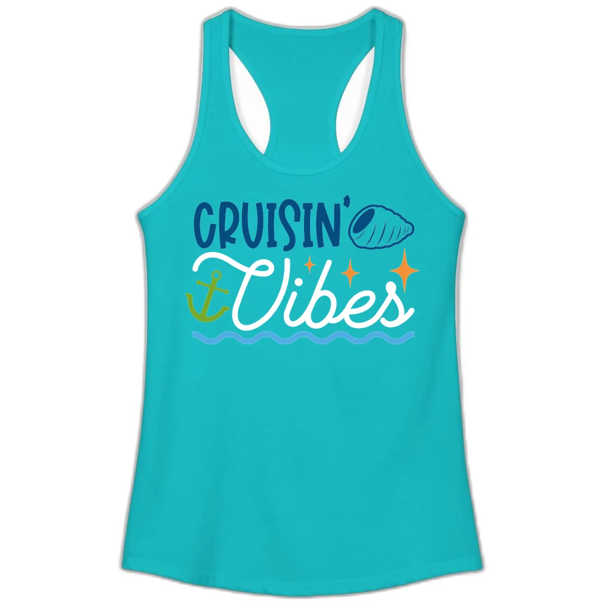 Cruisin' Vibes Ladies Tank in Tahiti Blue