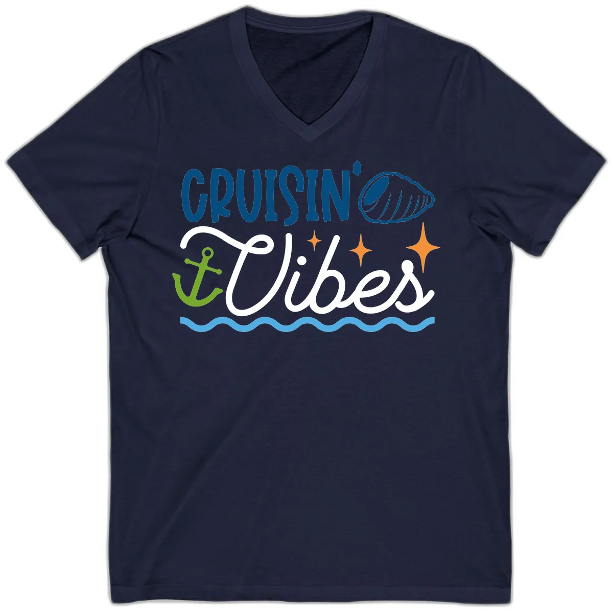 Cruisin' Vibes V-Neck in Navy