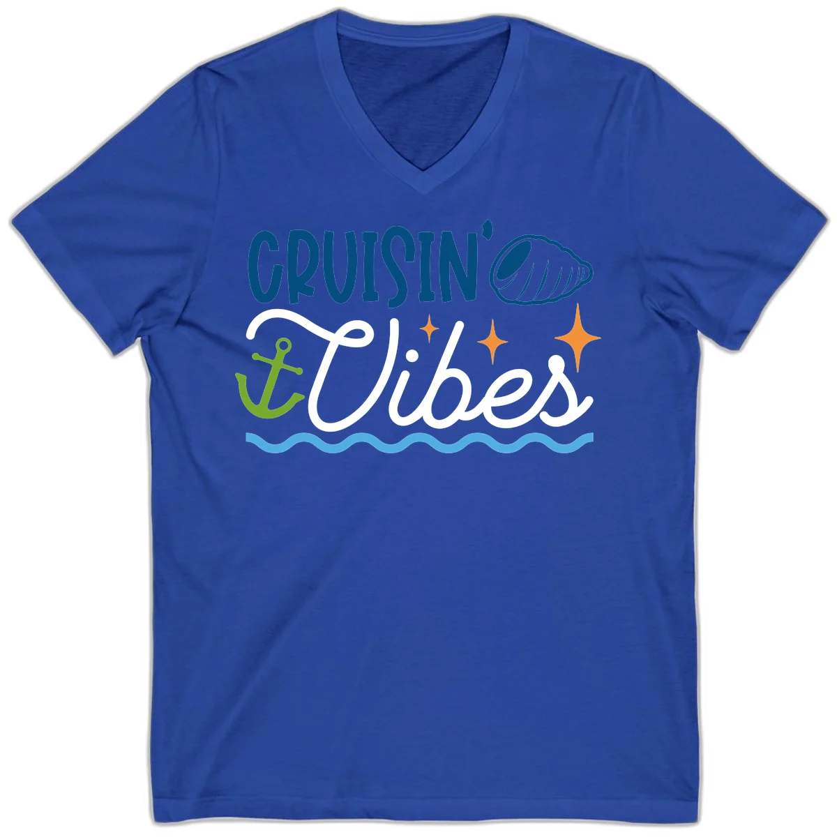 Cruisin' Vibes V-Neck in True Royal