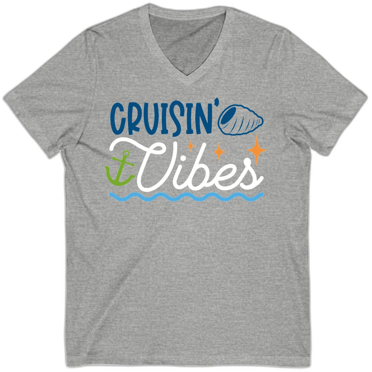 Cruisin' Vibes V-Neck in Athletic Heather