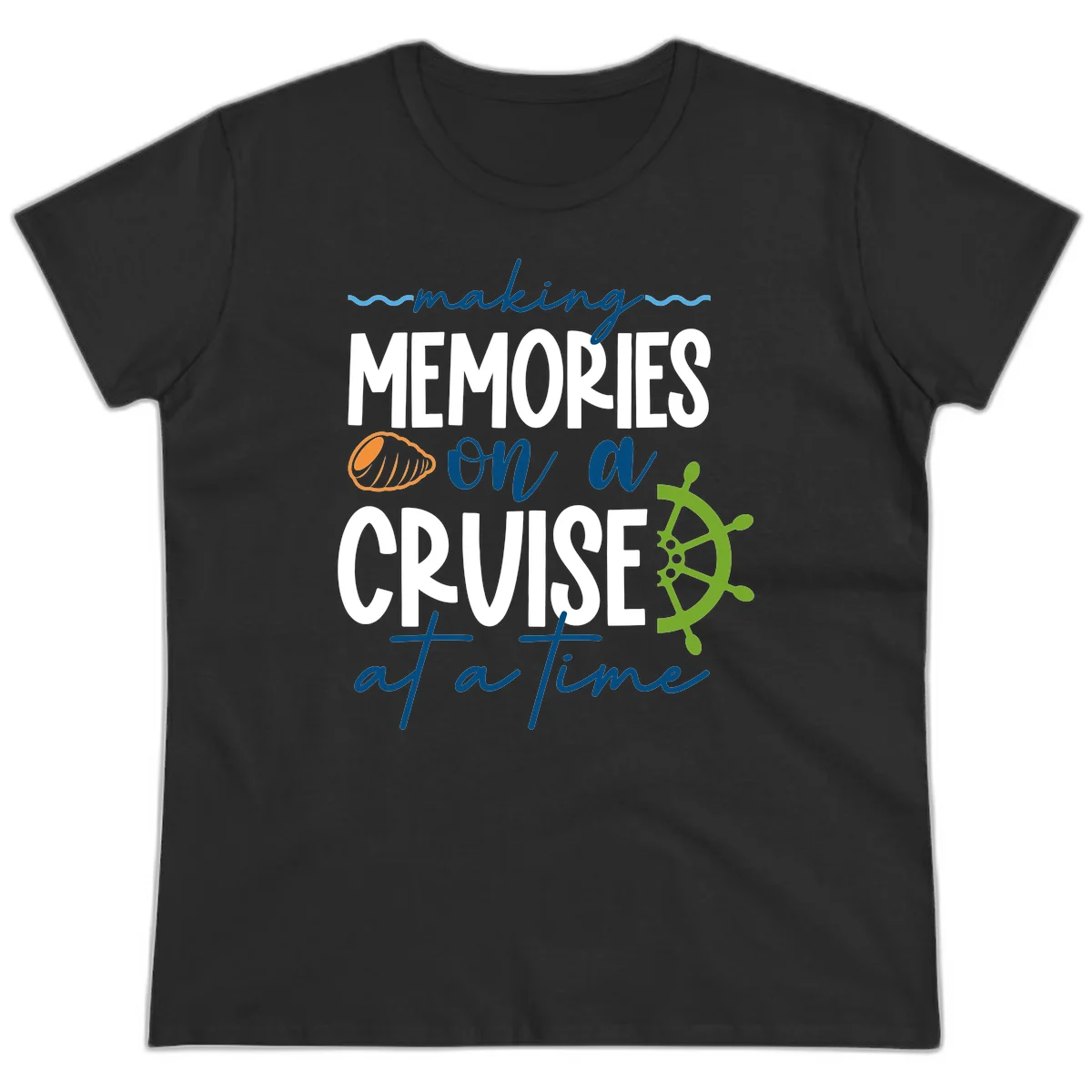 Making Memories On A Cruise At A Time Ladies Tee in Black
