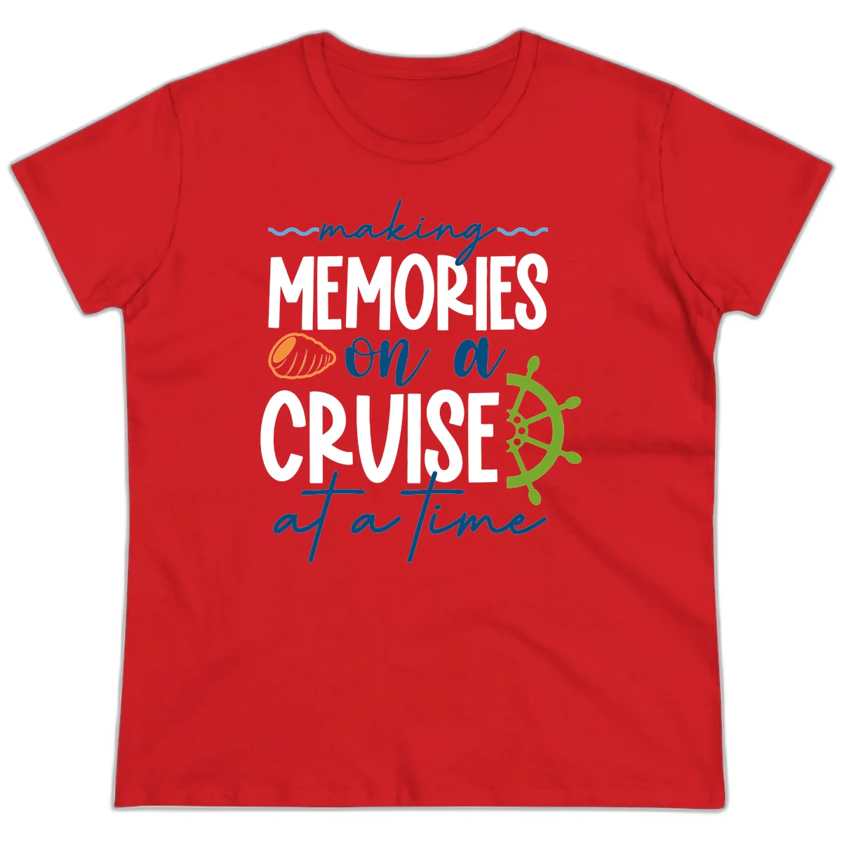 Making Memories On A Cruise At A Time Ladies Tee in Red