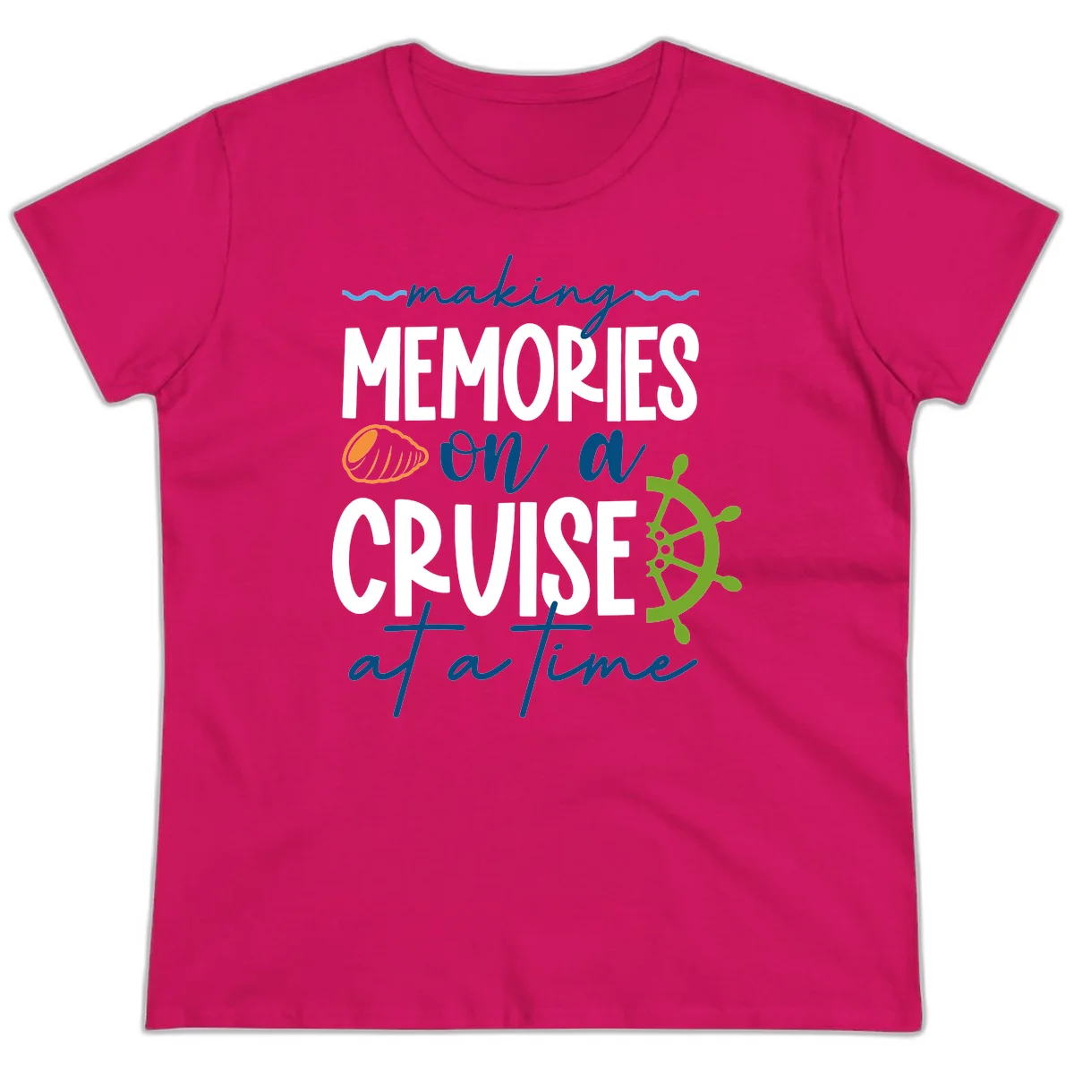 Making Memories On A Cruise At A Time Ladies Tee in Heliconia