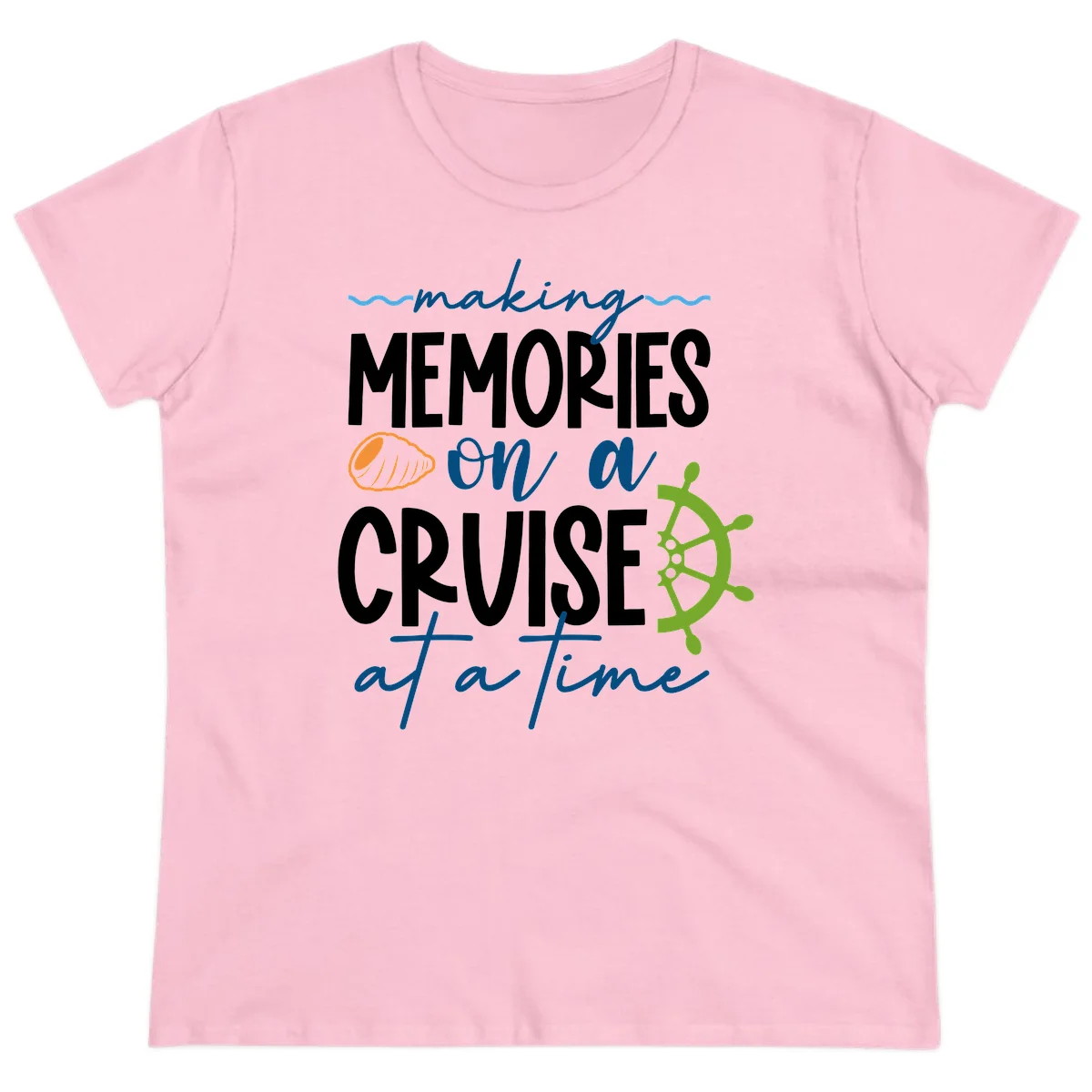 Making Memories On A Cruise At A Time Ladies Tee in Light Pink