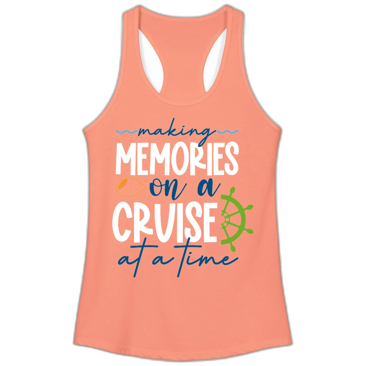 Making Memories On A Cruise At A Time Ladies Tank in Solid Light Orange