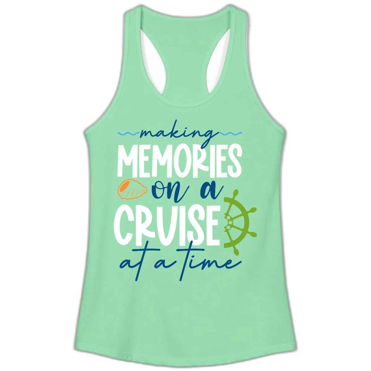 Making Memories On A Cruise At A Time Ladies Tank in Solid Mint