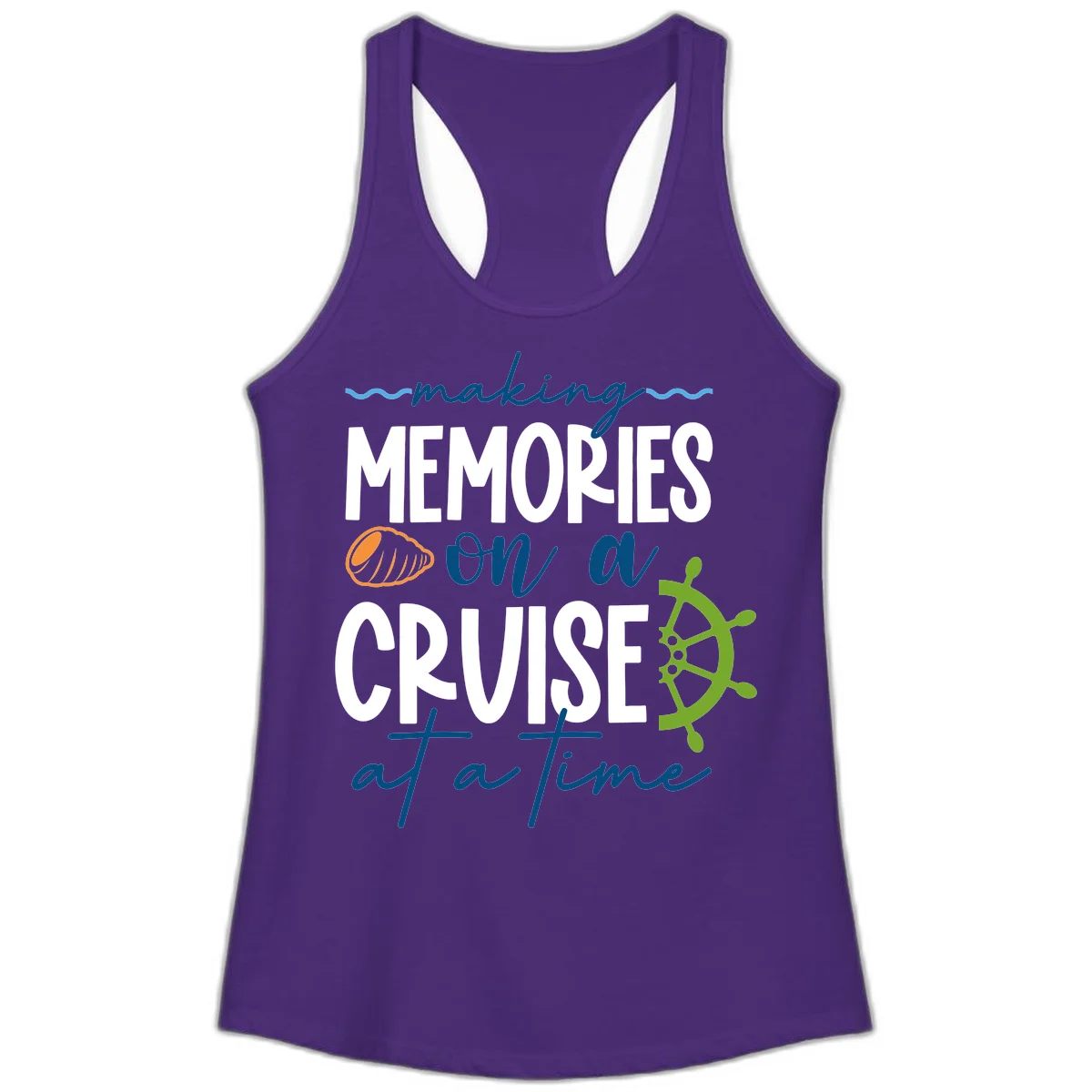 Making Memories On A Cruise At A Time Ladies Tank in Solid Purple Rush