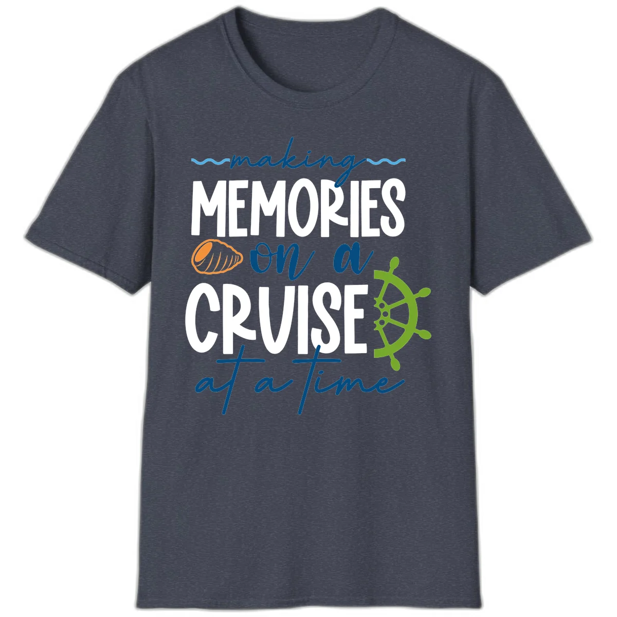 Making Memories On A Cruise At A Time T-Shirt in Heather Navy