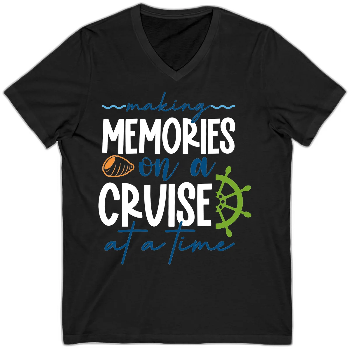 Making Memories On A Cruise At A Time V-Neck in Black
