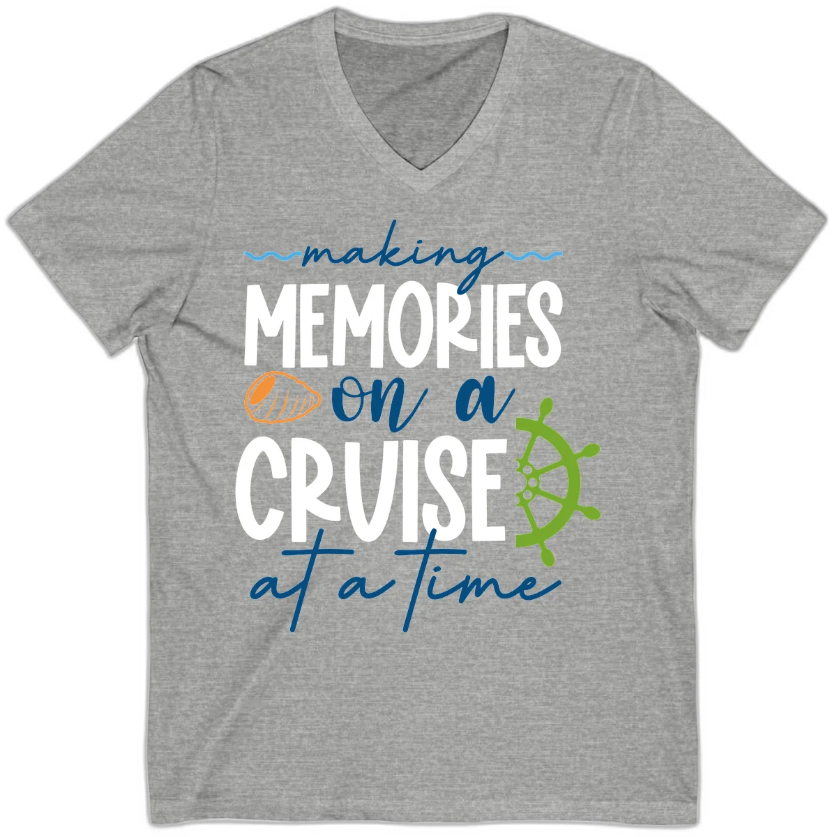 Making Memories On A Cruise At A Time V-Neck in Athletic Heather