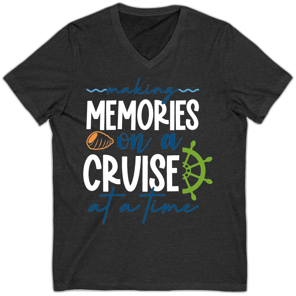 Making Memories On A Cruise At A Time V-Neck in Dark Grey Heather