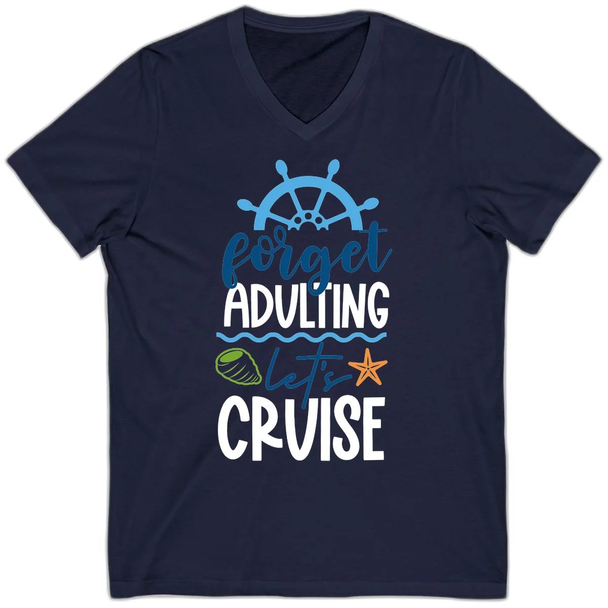 Forget Adulting Let's Cruise V-Neck in Navy