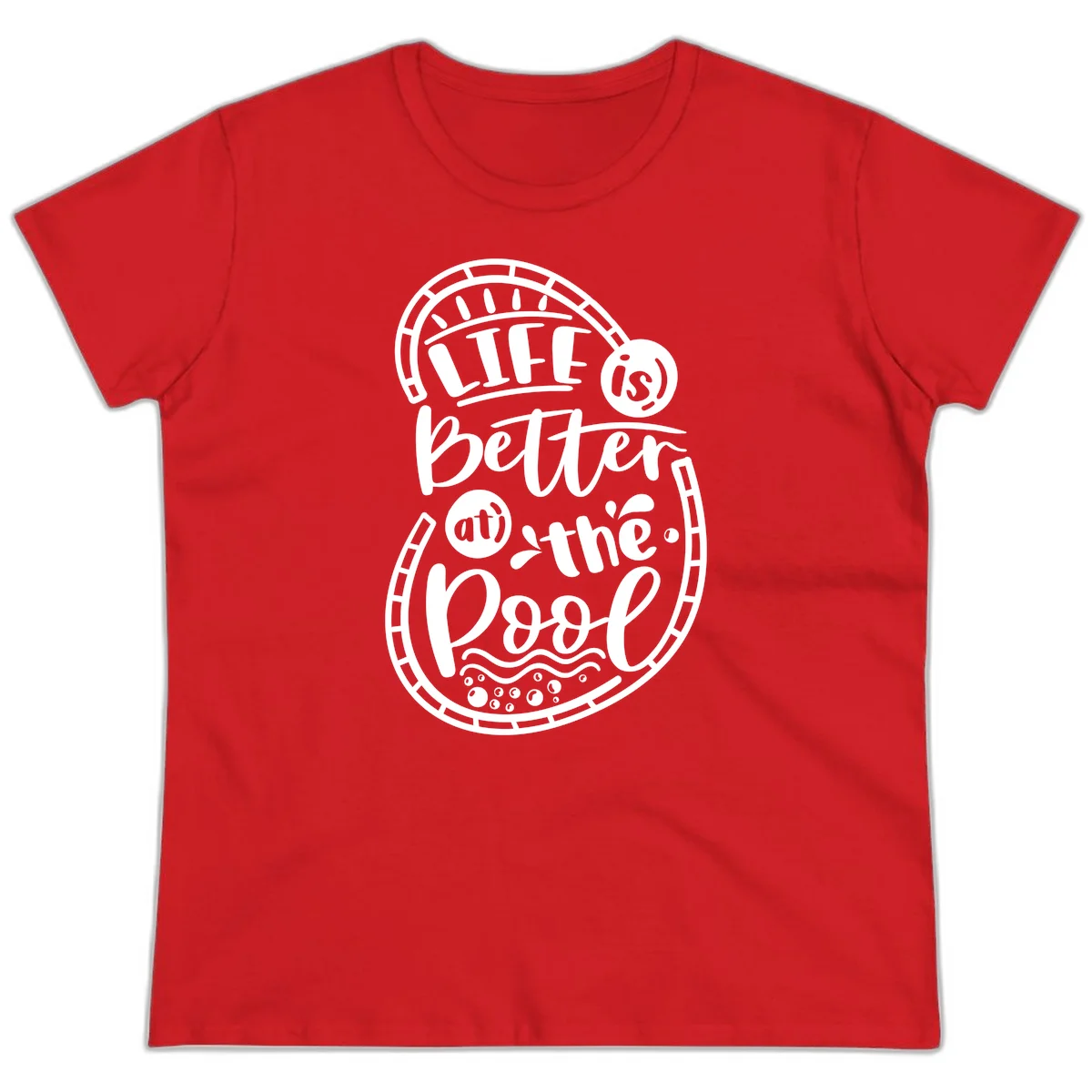 Life Is Better At The Pool Ladies Tee in Red