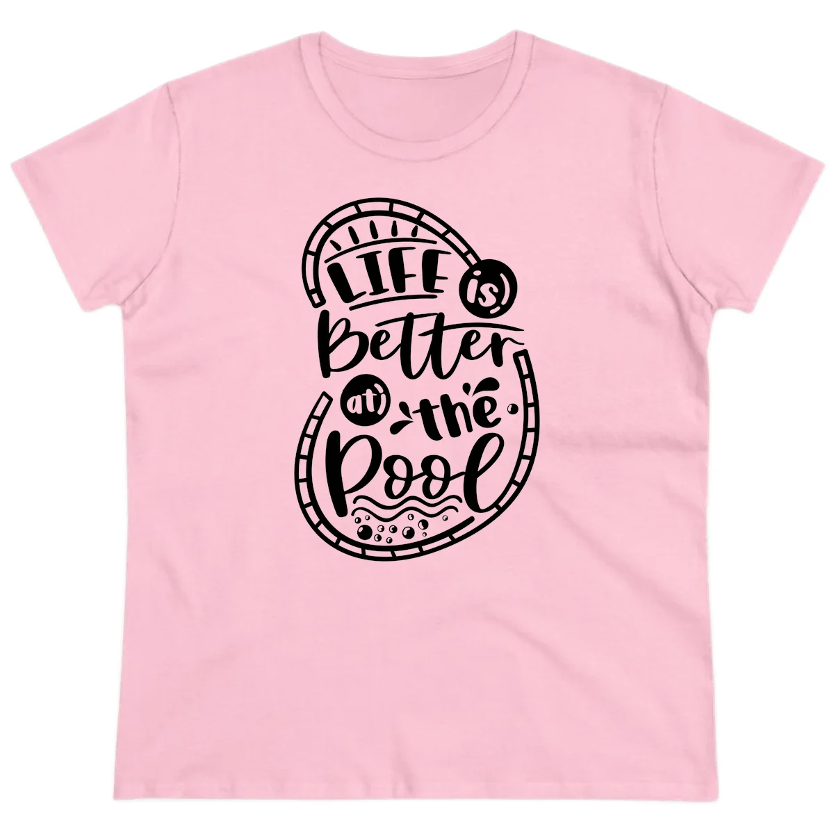 Life Is Better At The Pool Ladies Tee in Light Pink